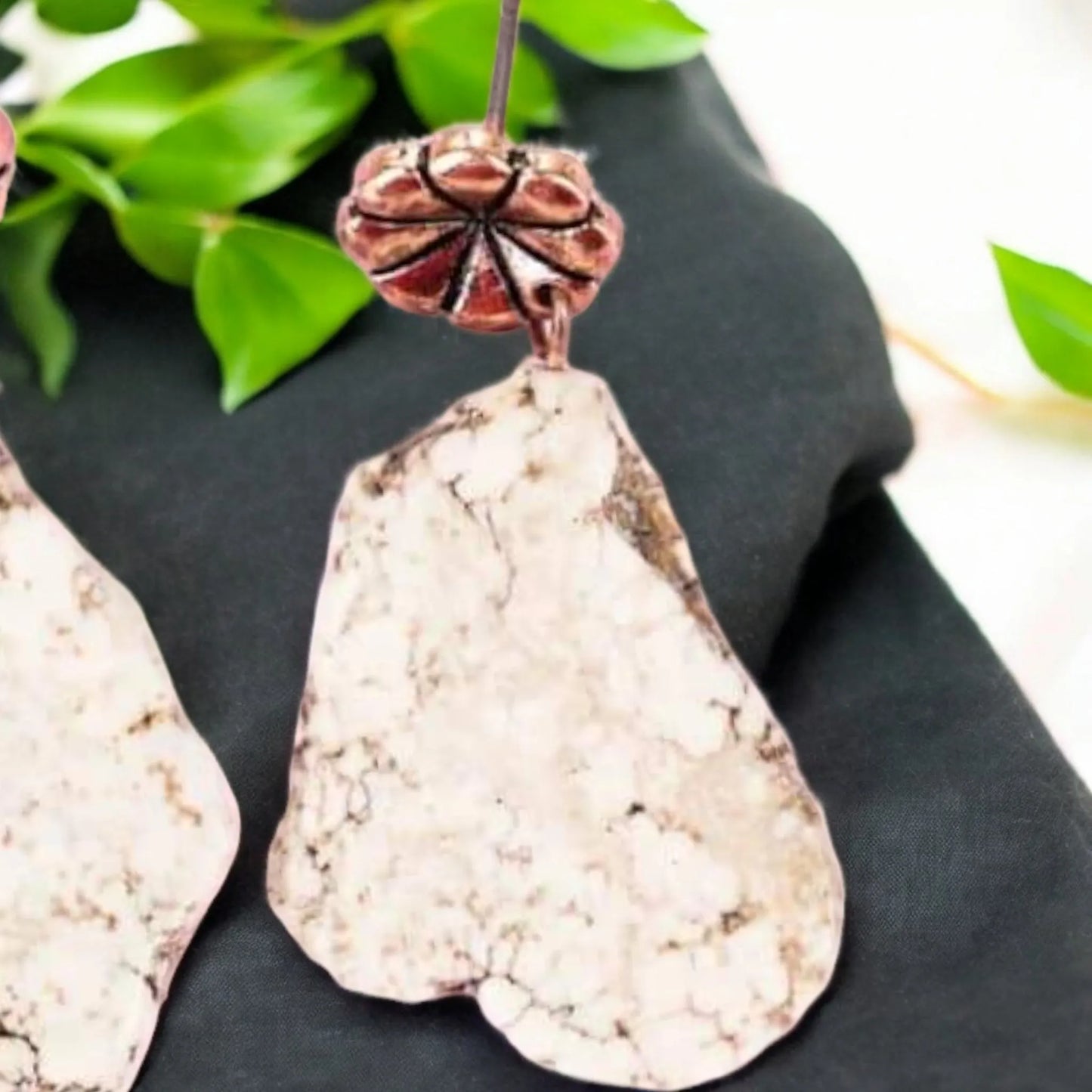 Western Ivory Faux Crackle Earrings