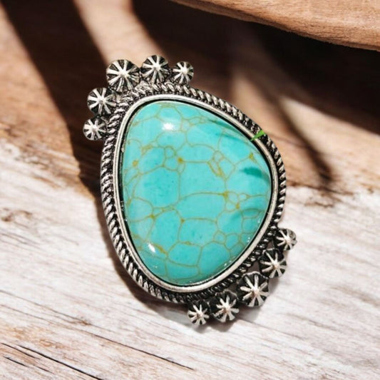 Let's Make A Statement Stretch One Size Fashion Crackle Stone Ring