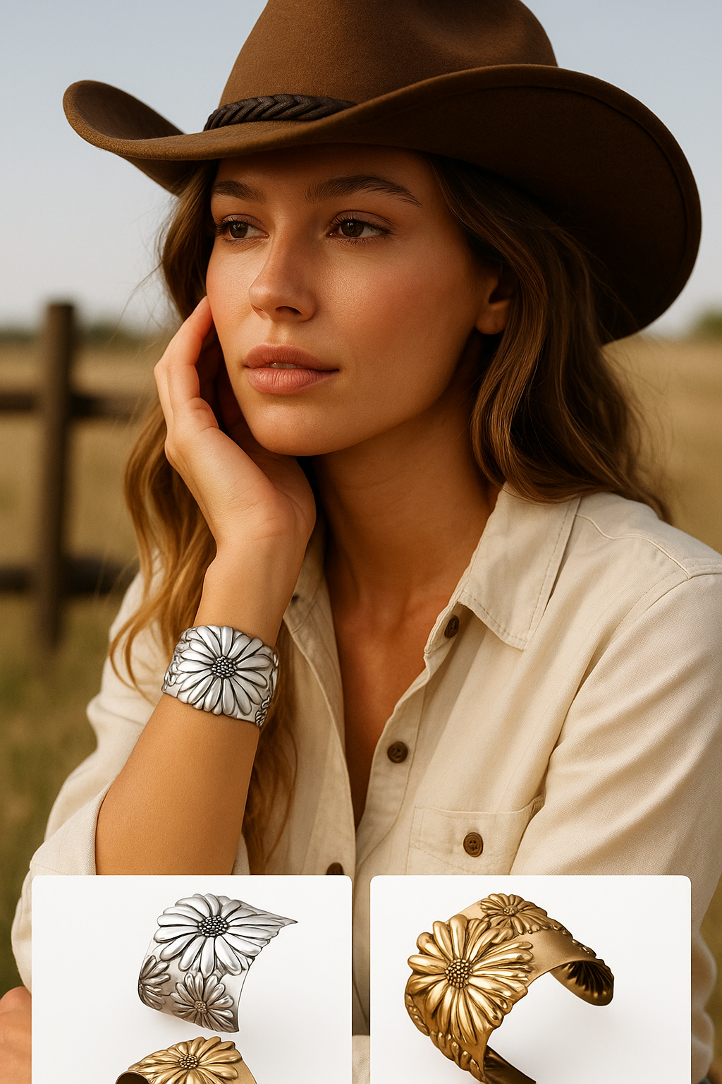 The Danielle Metal Open Back Flower Cuff