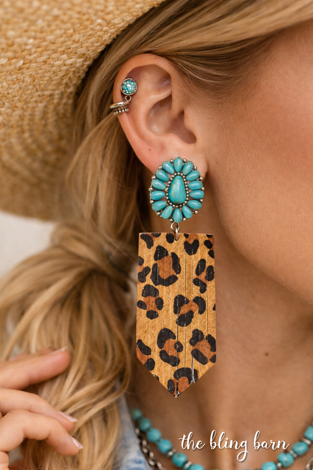 Leopard Lane Turquoise Drop Earrings