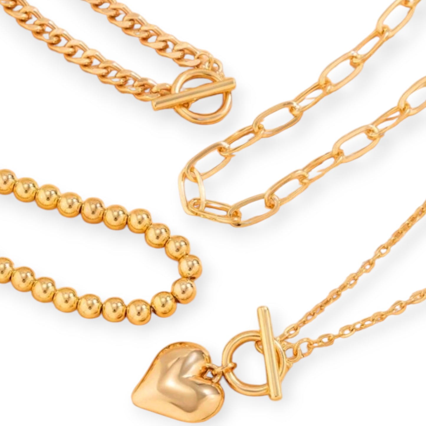 When We Fall In Love 4 Piece Chain Fashion Necklace Set