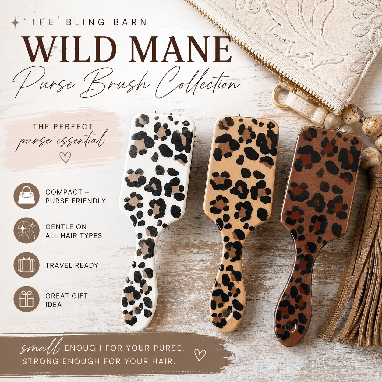 Wild Mane Purse Brush | Compact Detangling Hair Brush