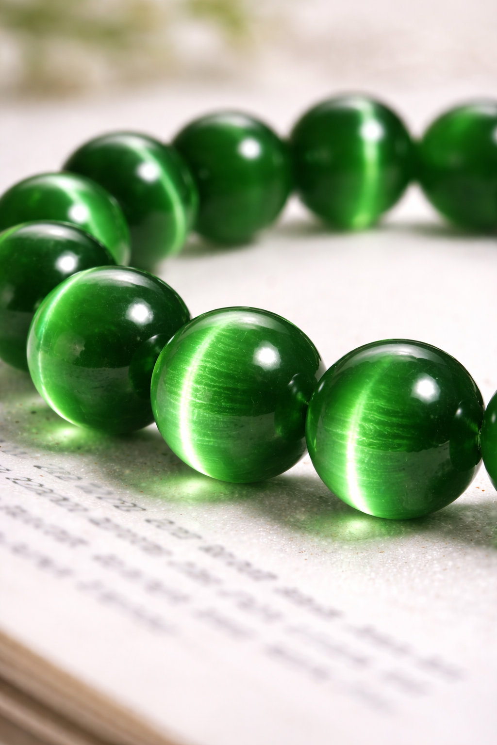 Emerald Glow 10mm Beaded Bracelet