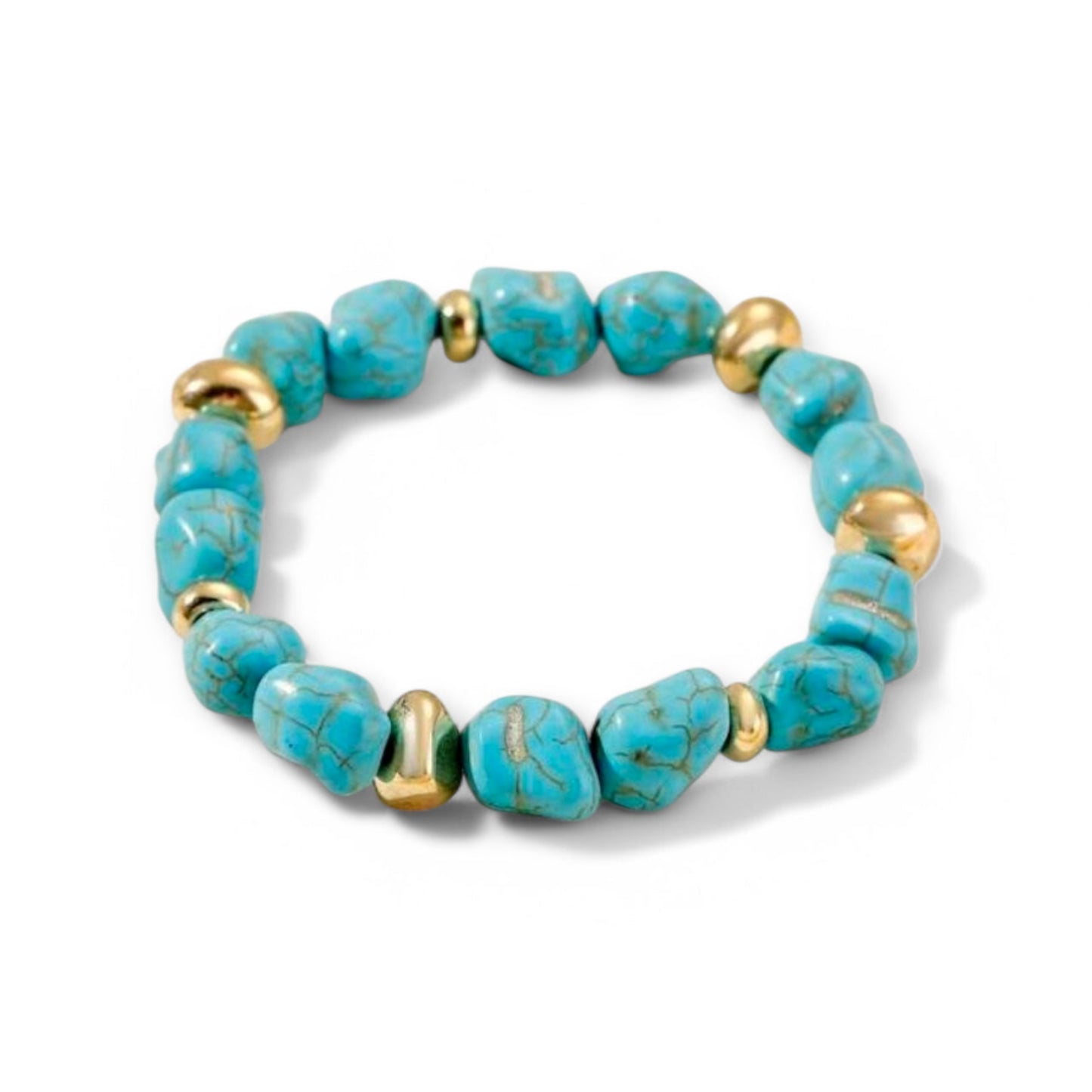 Tumbling Down Crackle Cowgirl Blue Stretch Bracelet