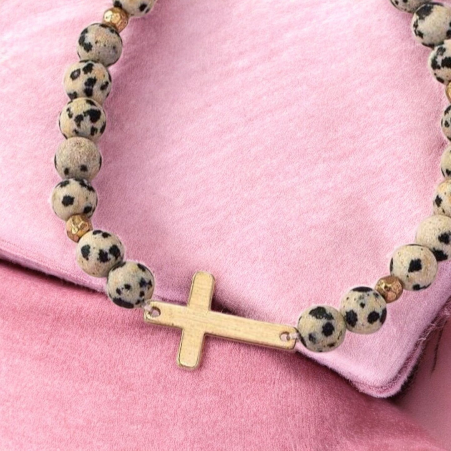 Speckled Cross Love Stetch Bracelet
