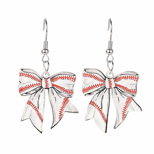 Game Day Bow Baseball Earrings