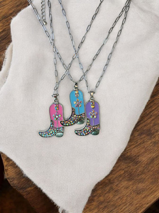 Boots and Bling A Cowgirl Thing Fashion Necklace - The Bling Barn western fashion jewelry