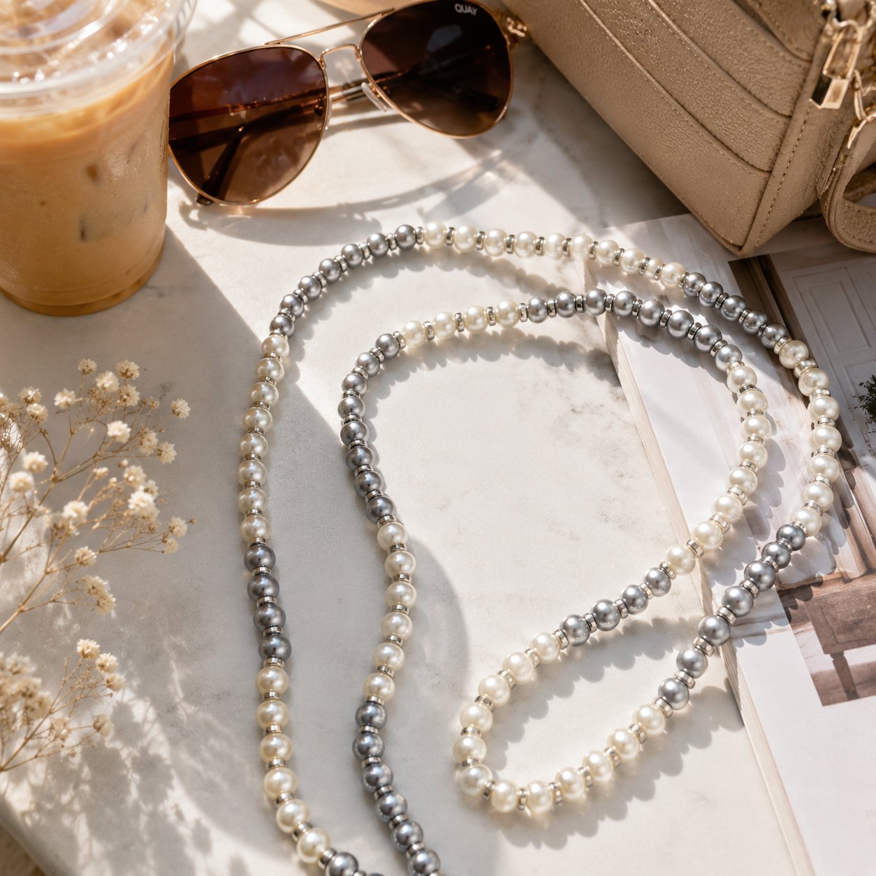 Silver Lining Layered Pearl Necklace Set