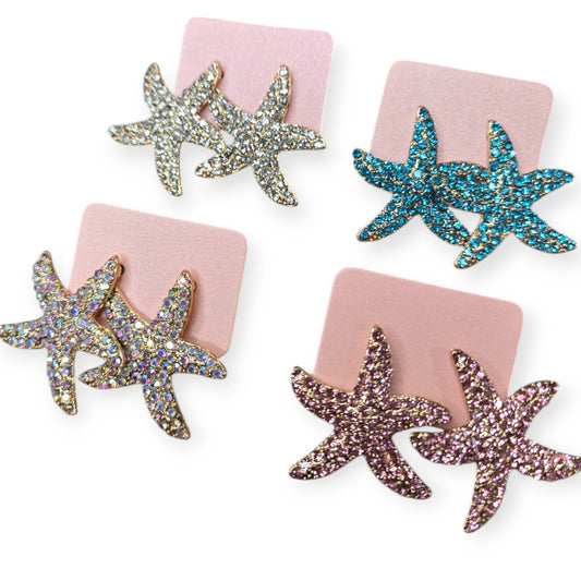 Glam At The Sea Shore Starfish Post Earrings