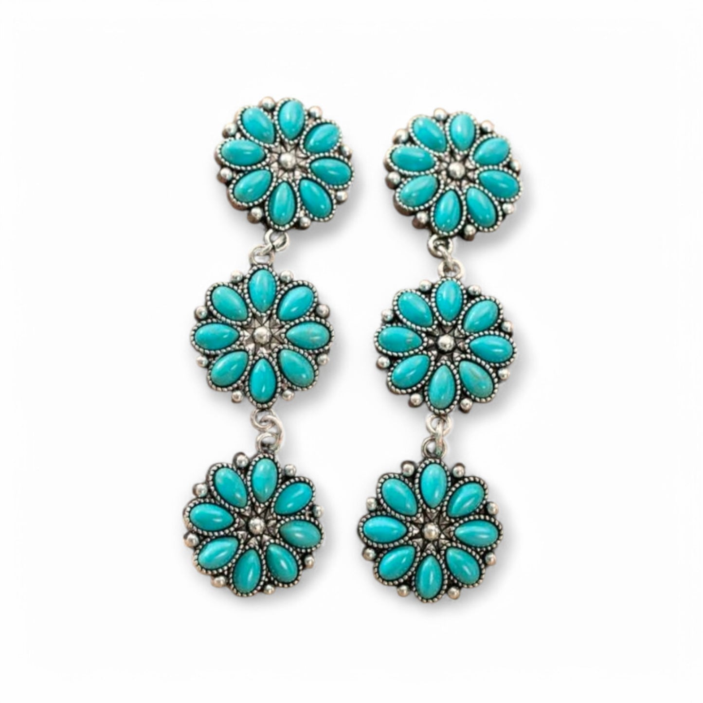 Blossom Drop 3 Tier Western Dangle Earrings