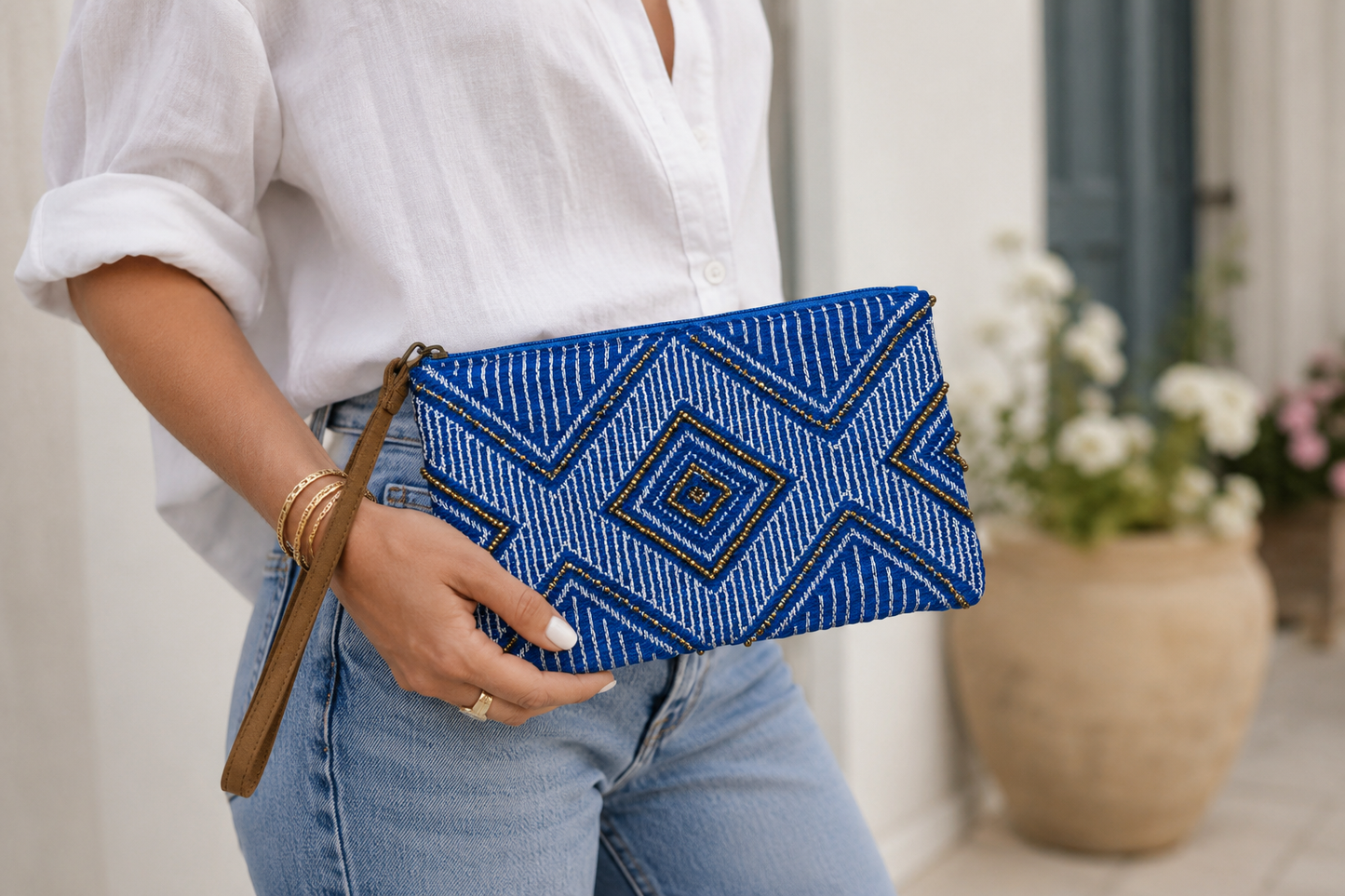 Santorini Beaded Wristlet
