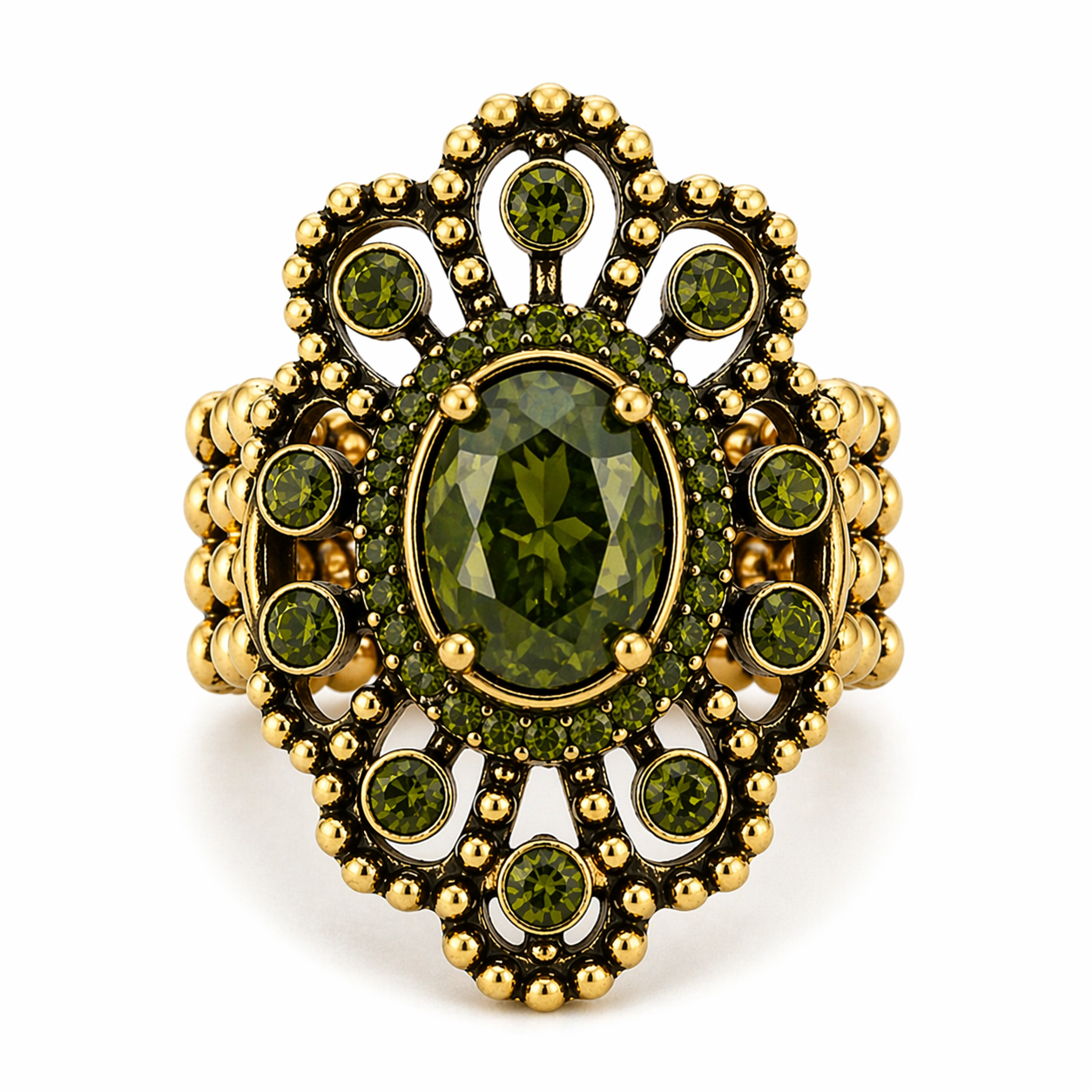 Midnight Sage Halo Ring