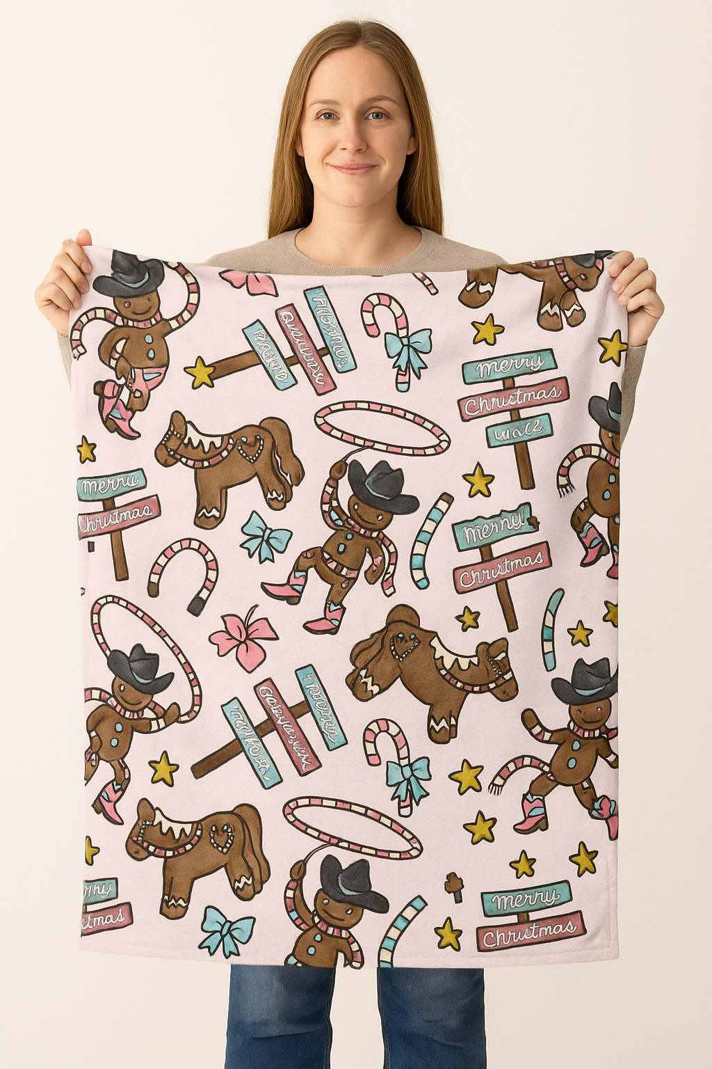 Western Christmas Lap Blanket – Cozy Cowgirl Holiday Throw Collection