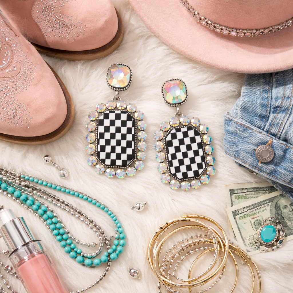 Checkmate Cowgirl Statement Earrings
