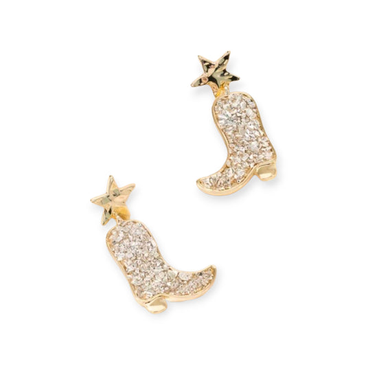 The Light Go Out Glitter Cowgirl Boots Fashion Earrings - The Bling Barn western fashion jewelry