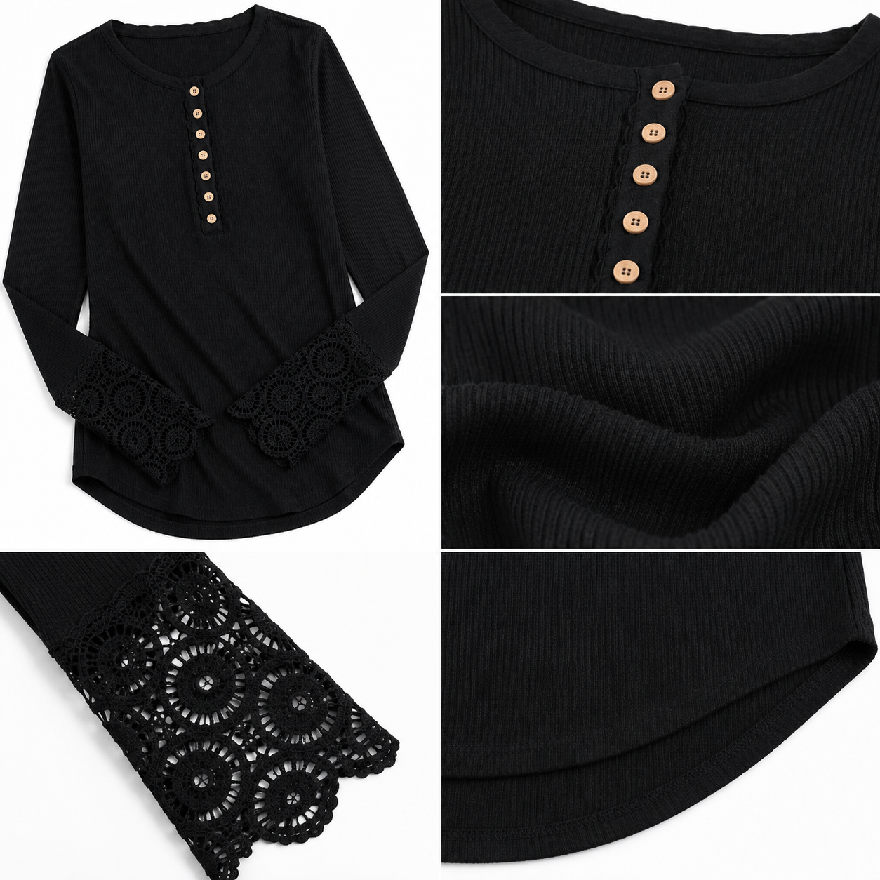 Harbor Lace Henley Top