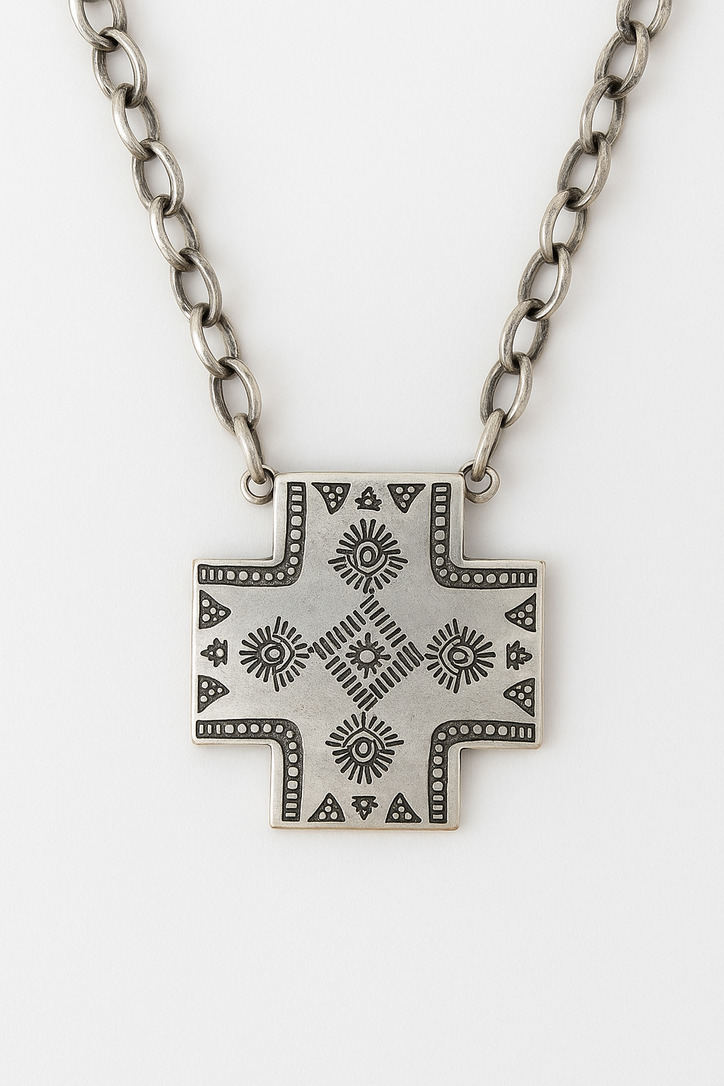 Hand Printed Boho Wild West Chain Necklace