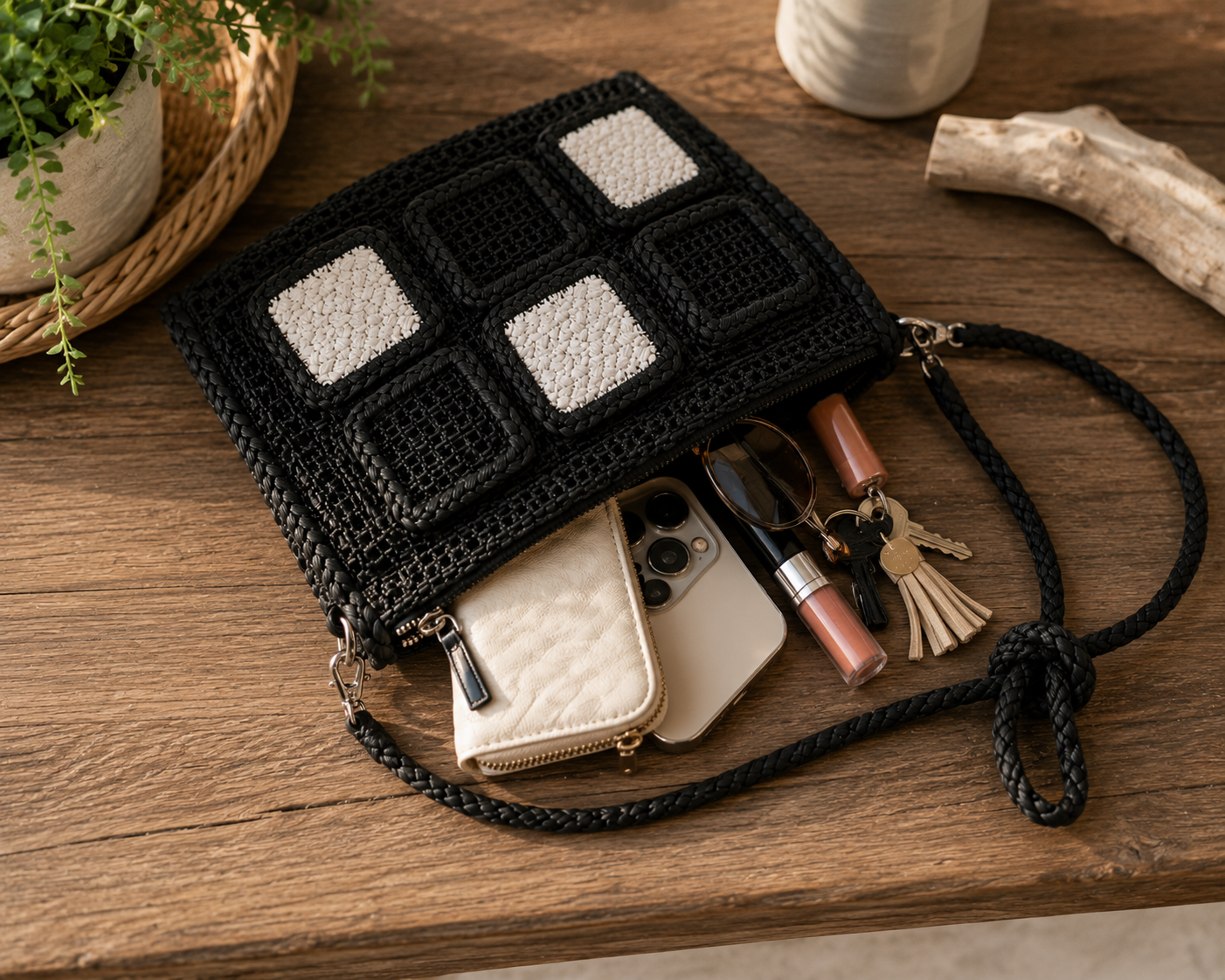 Harbor Patchwork Woven Crossbody Bag