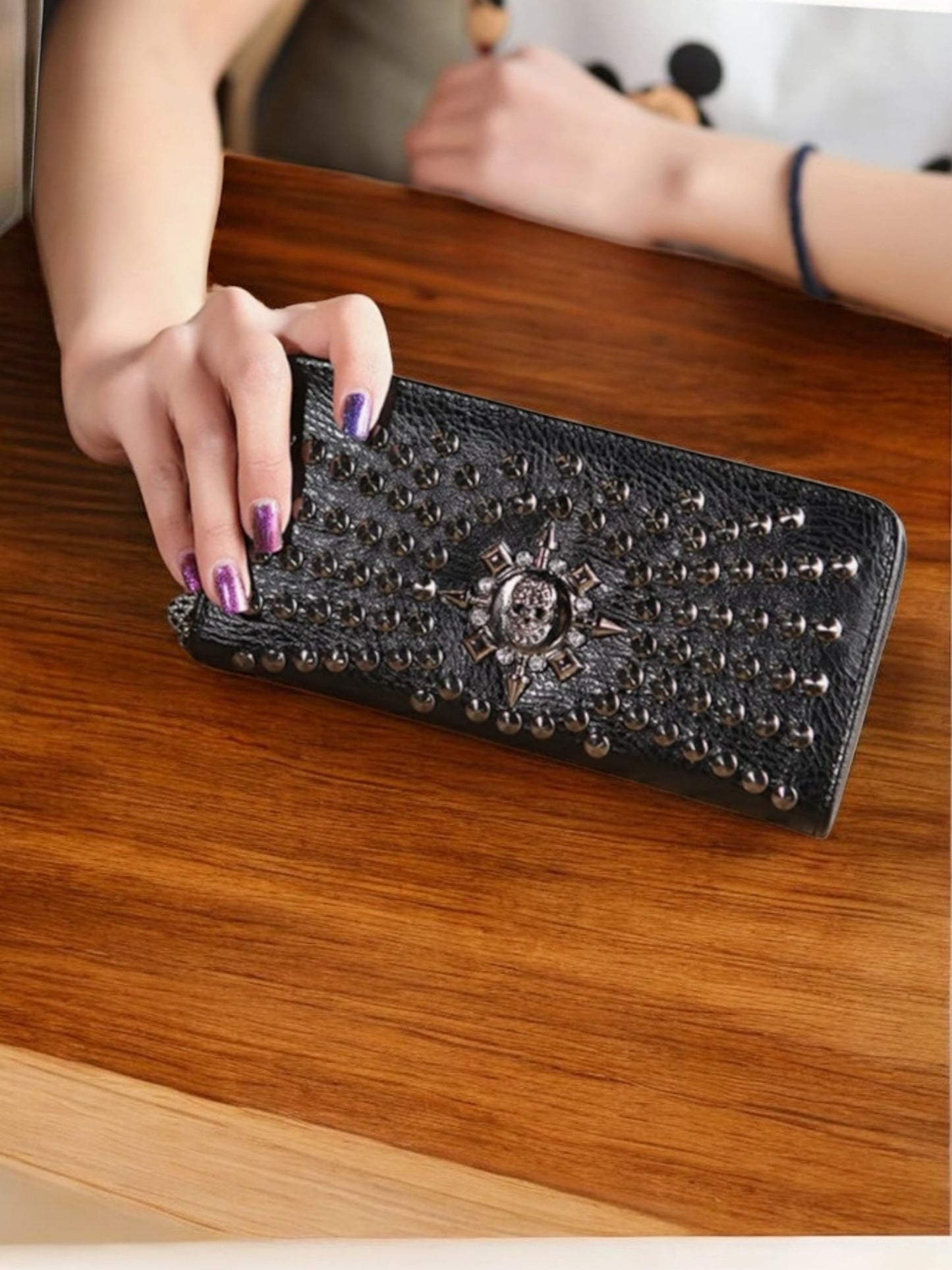 Riveted Skull Bound Oversized Fashion Wallets