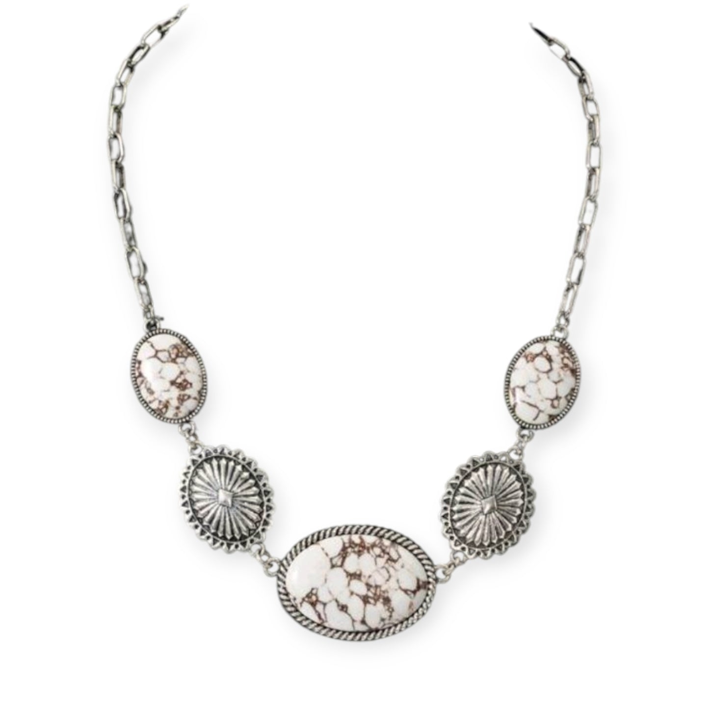 On A Mountain Top Crackle Stone Statement Fashion Necklace