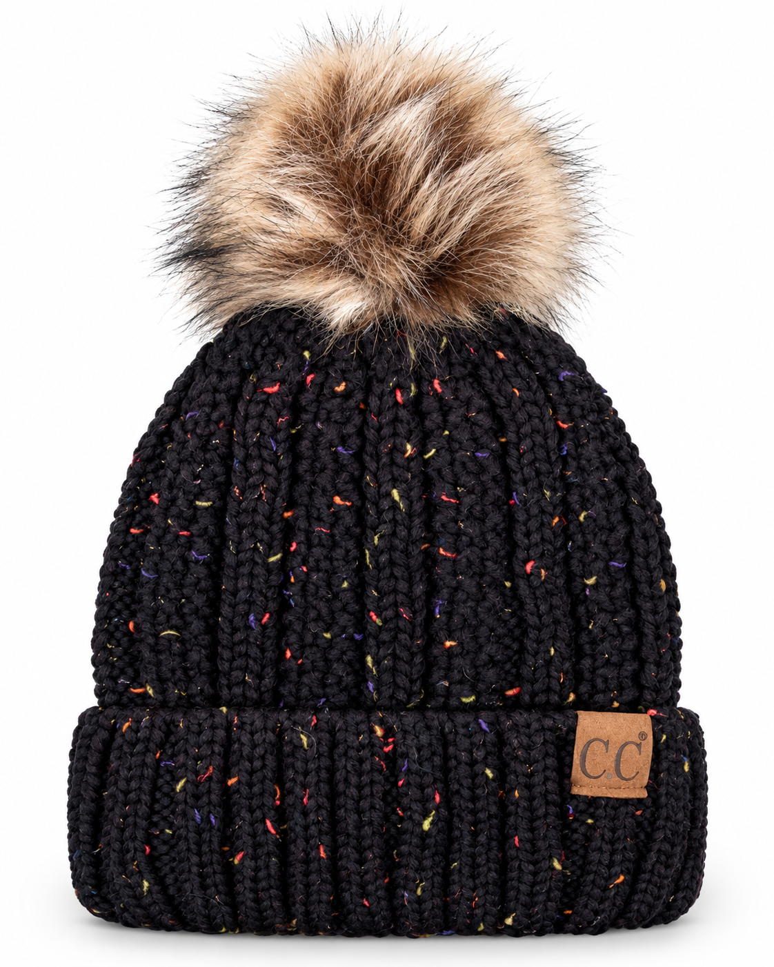 Aspen Confetti Fleece-Lined Pom Beanie