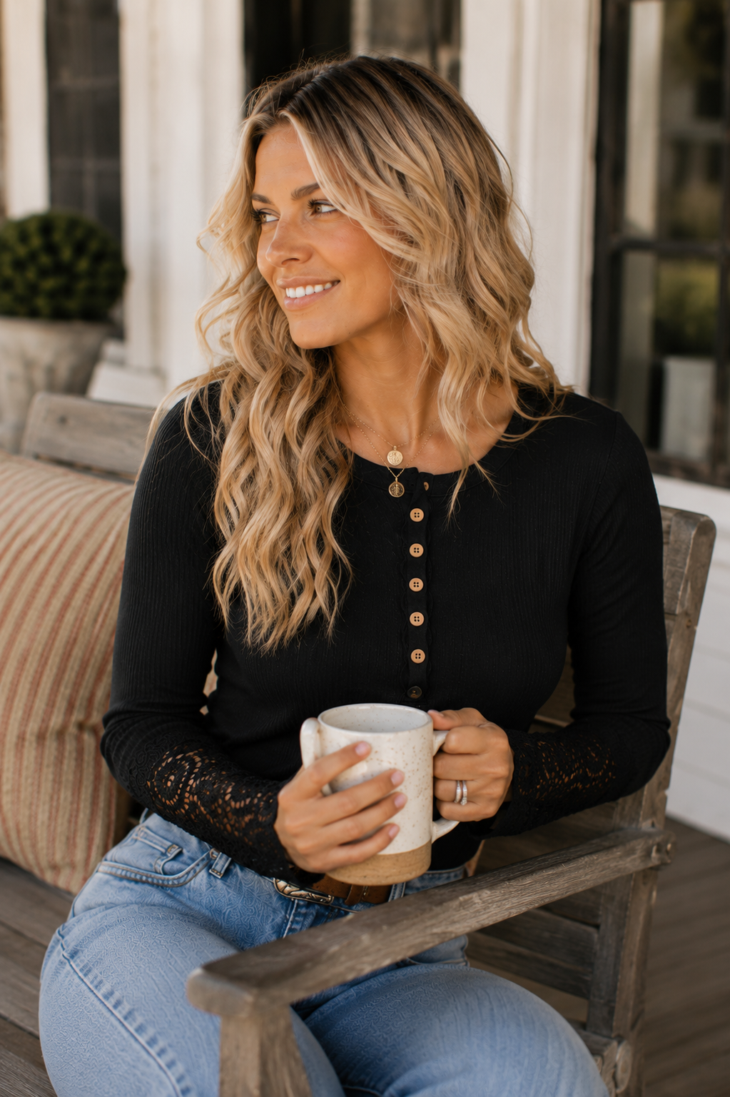 Harbor Lace Henley Top
