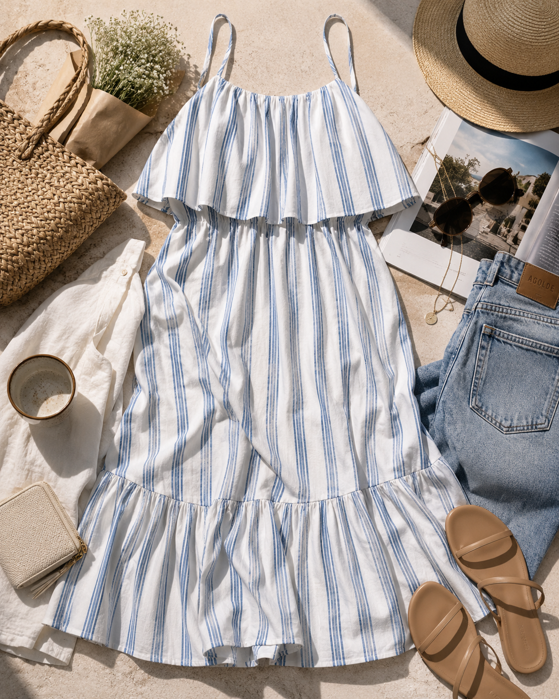 Salt & Sky Stripe Midi Dress