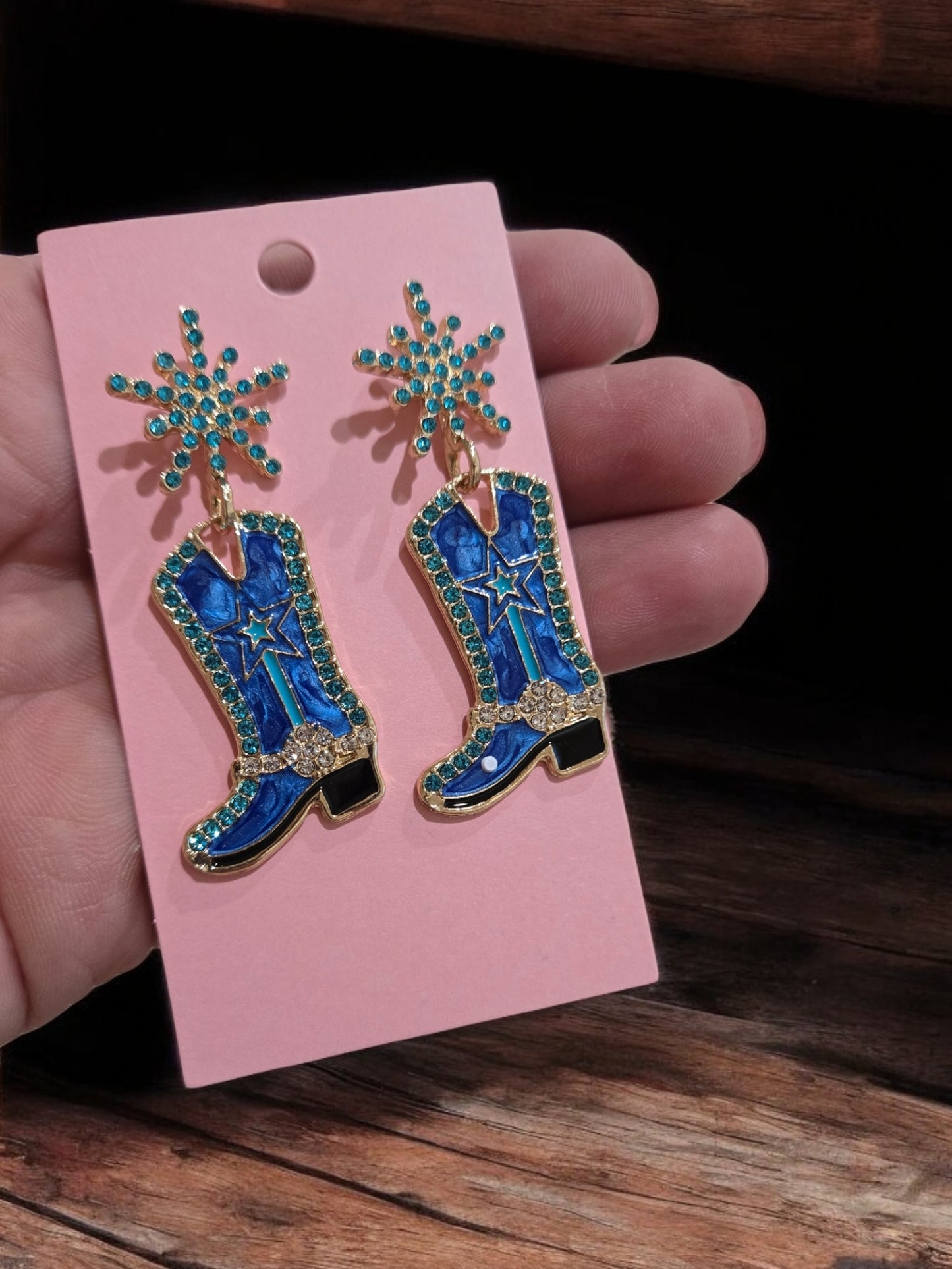 The Dolly Of Them All Glitz Western Fashion Boot Earrings