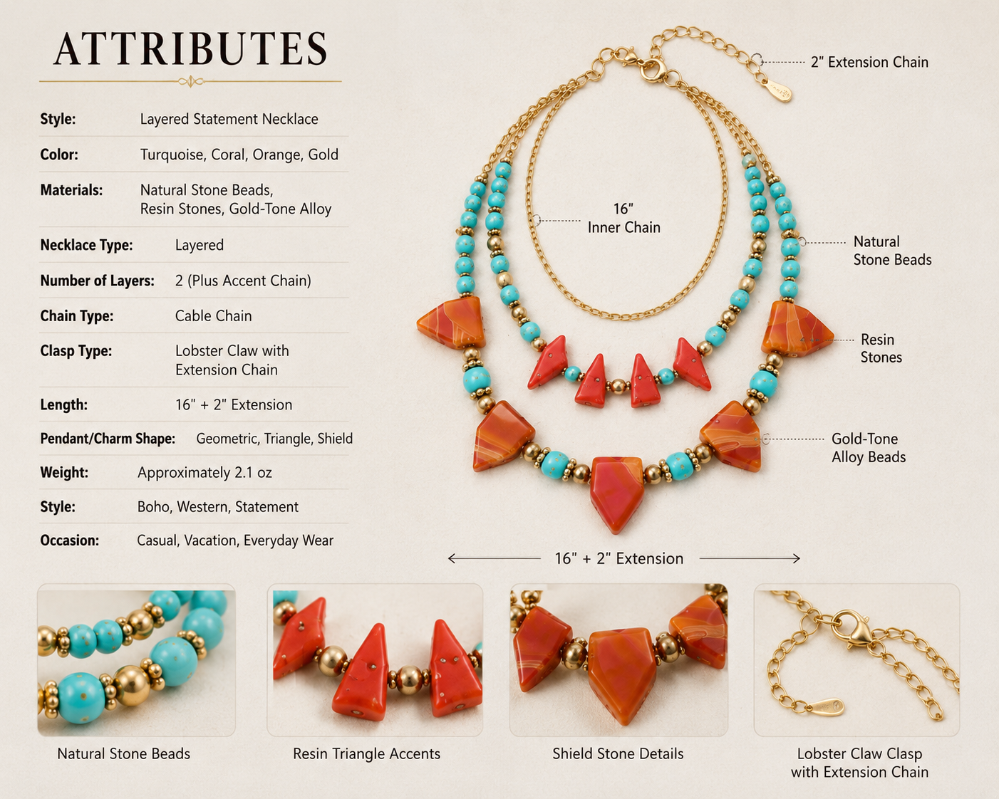 Canyon Sunset Statement Necklace