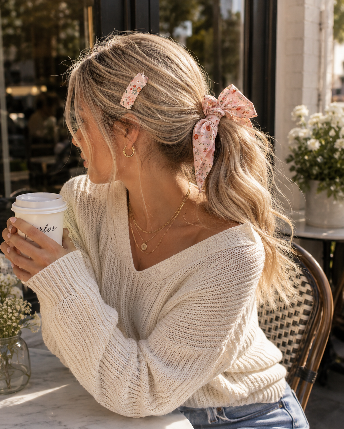 Wildflower Bow Scrunchie & Barrette Set