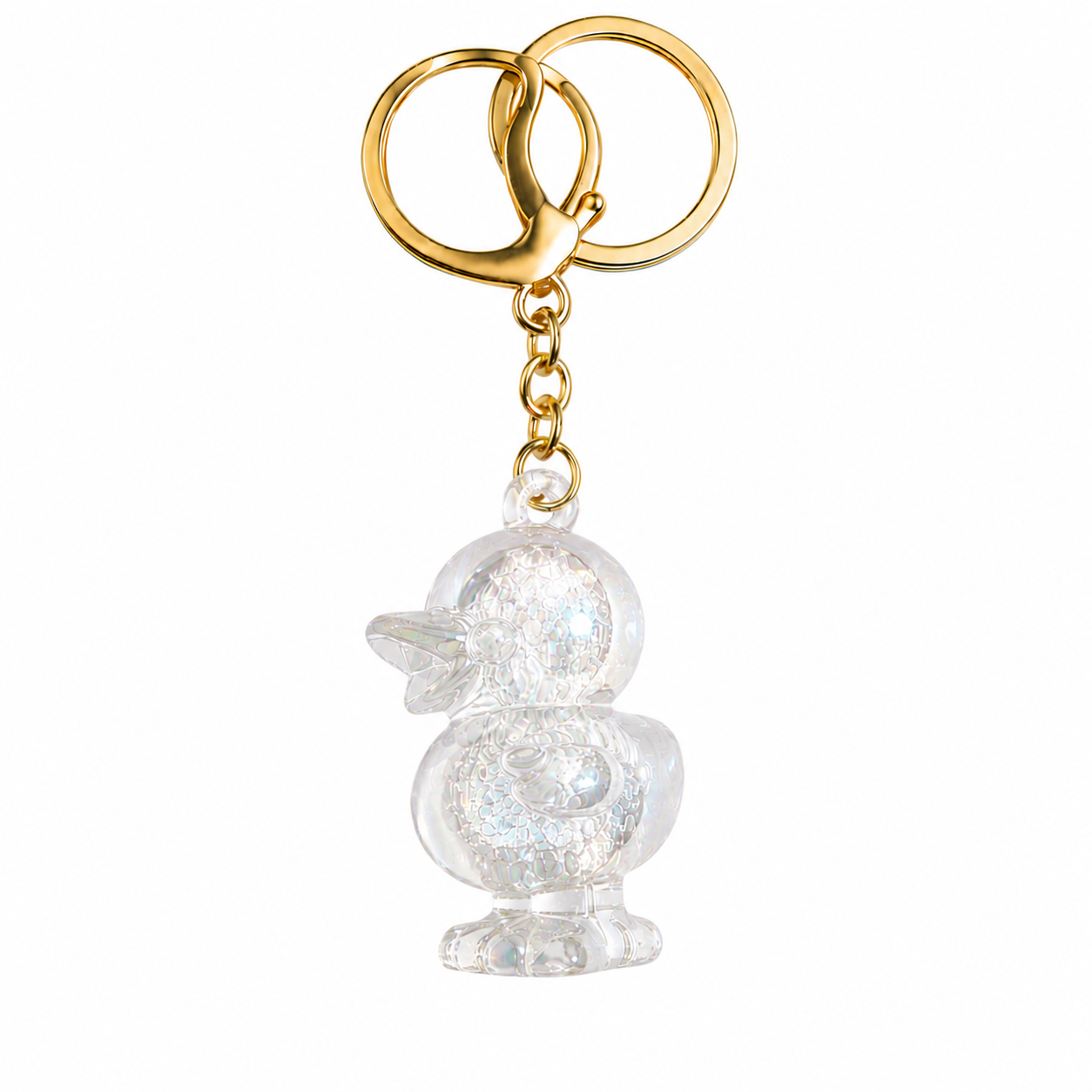 Iridescent Duck Keychain – Glossy Acrylic Bag Charm