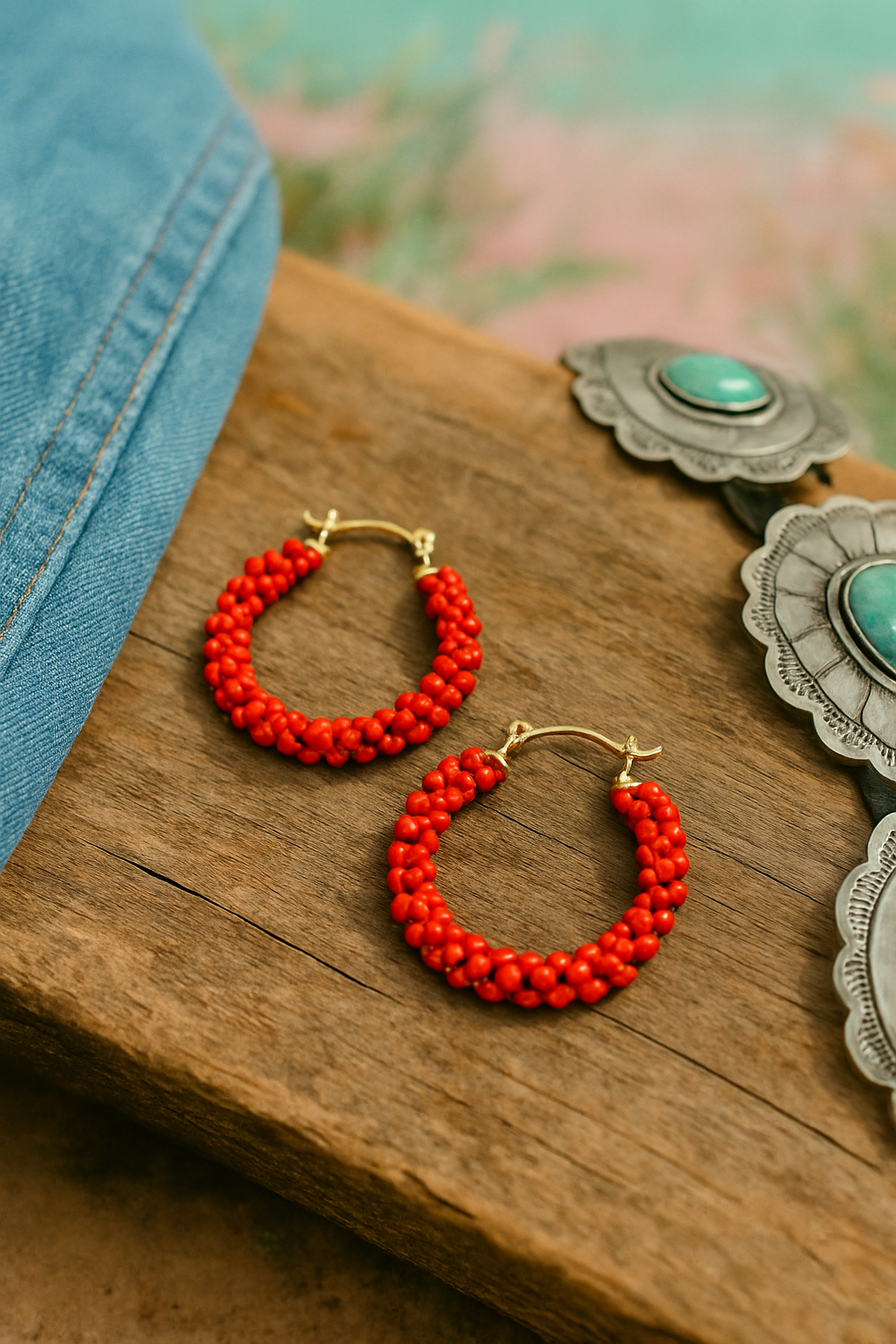 Bright And Light Seed Bead Hoop Earrings