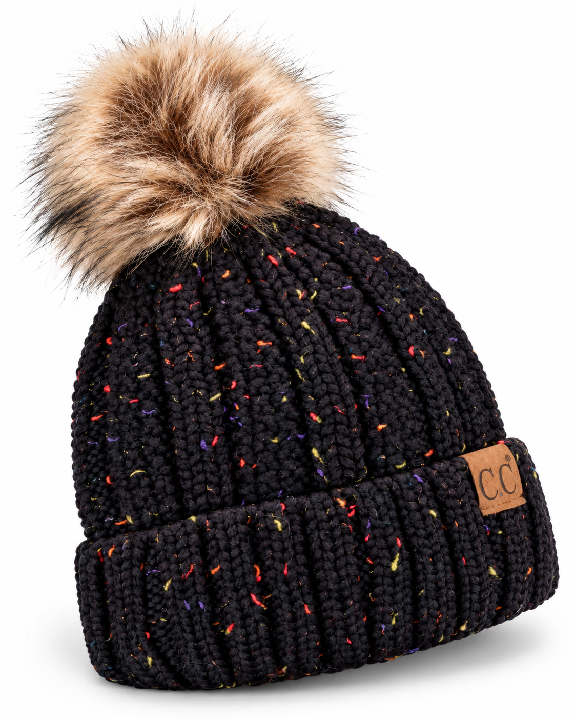 Aspen Confetti Fleece-Lined Pom Beanie