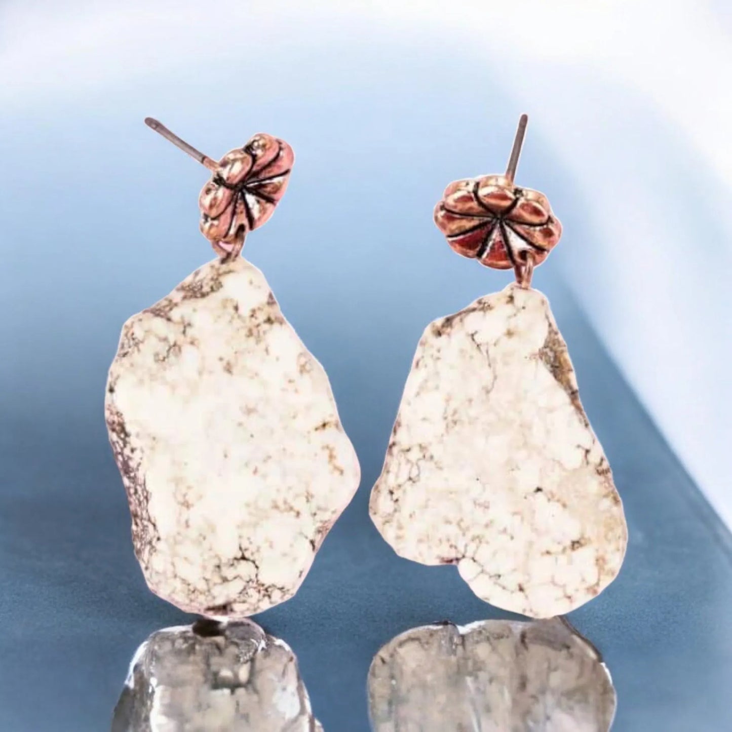 Western Ivory Faux Crackle Earrings