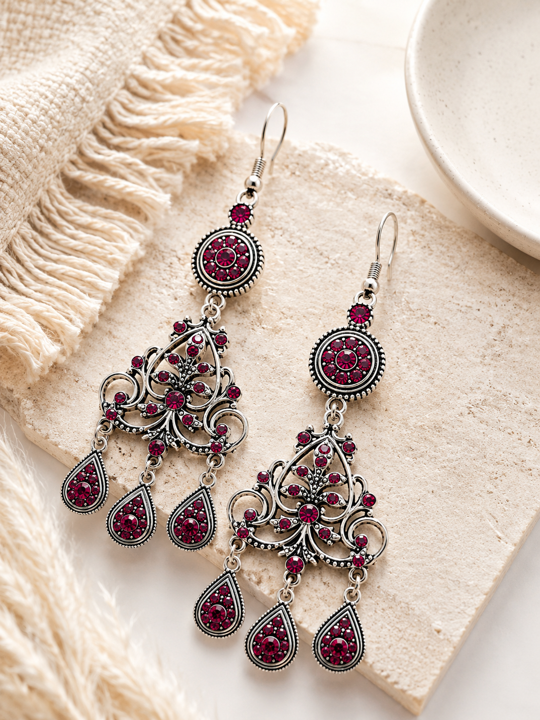 Ruby Romance Chandelier Earrings