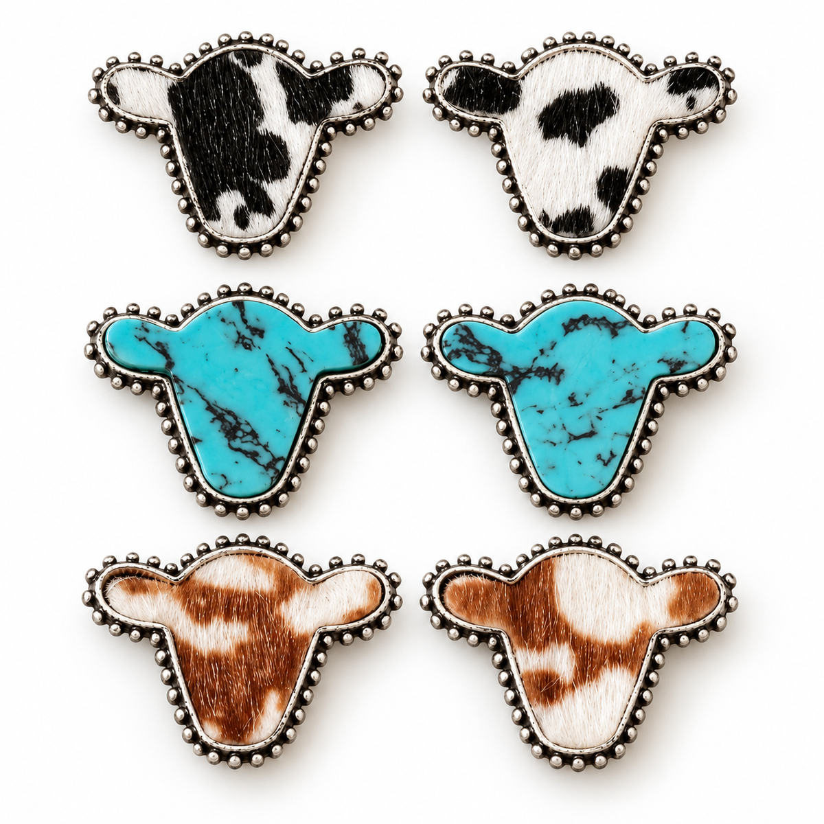 Cowgirl Cattle Club Cow Head Stud Earring Trio