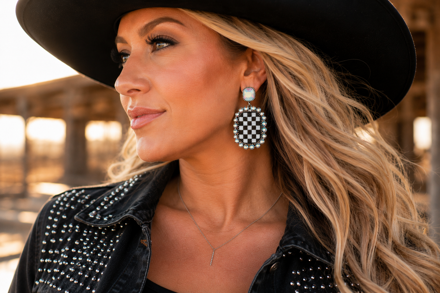 Checkmate Cowgirl Statement Earrings