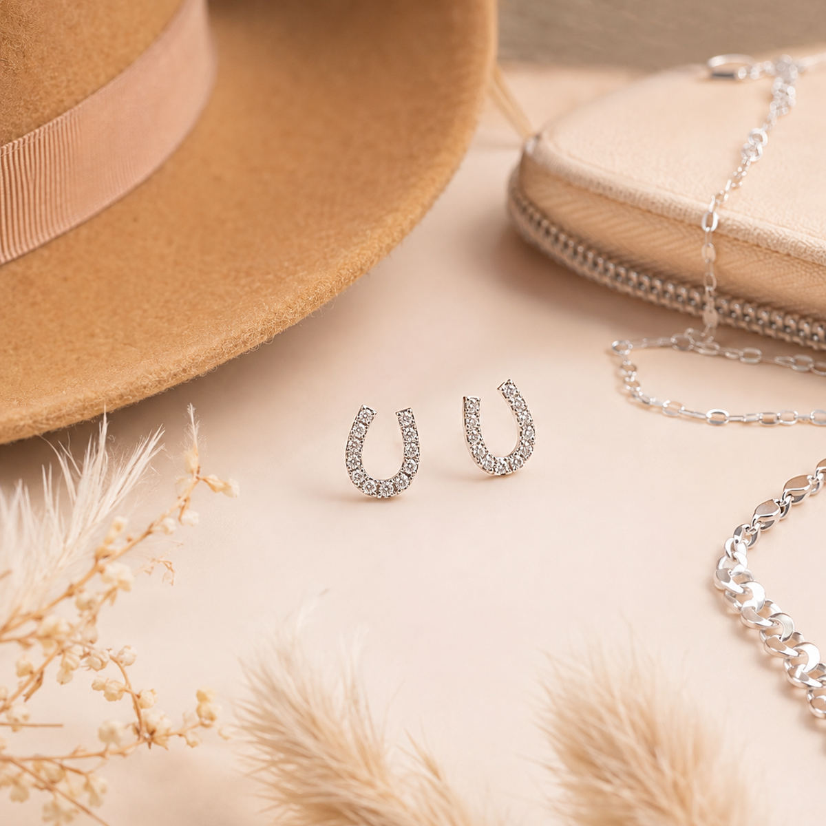 The Luckiest One of All Dainty Horseshoe Stud Earrings