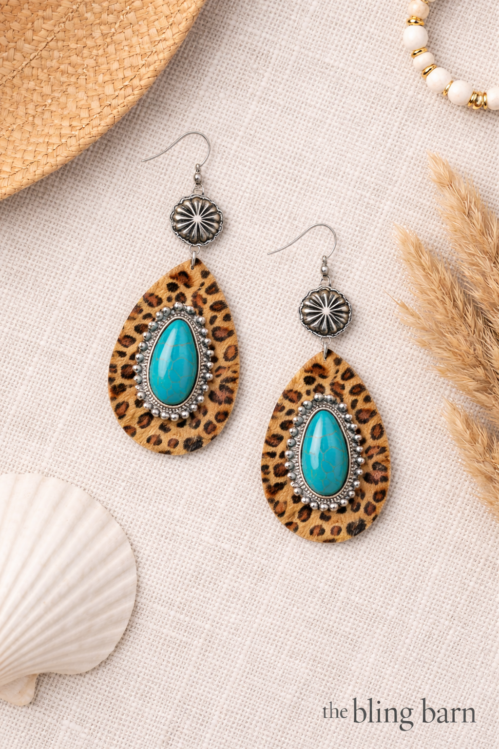 Wild Heart Concho Turquoise Teardrop Earrings