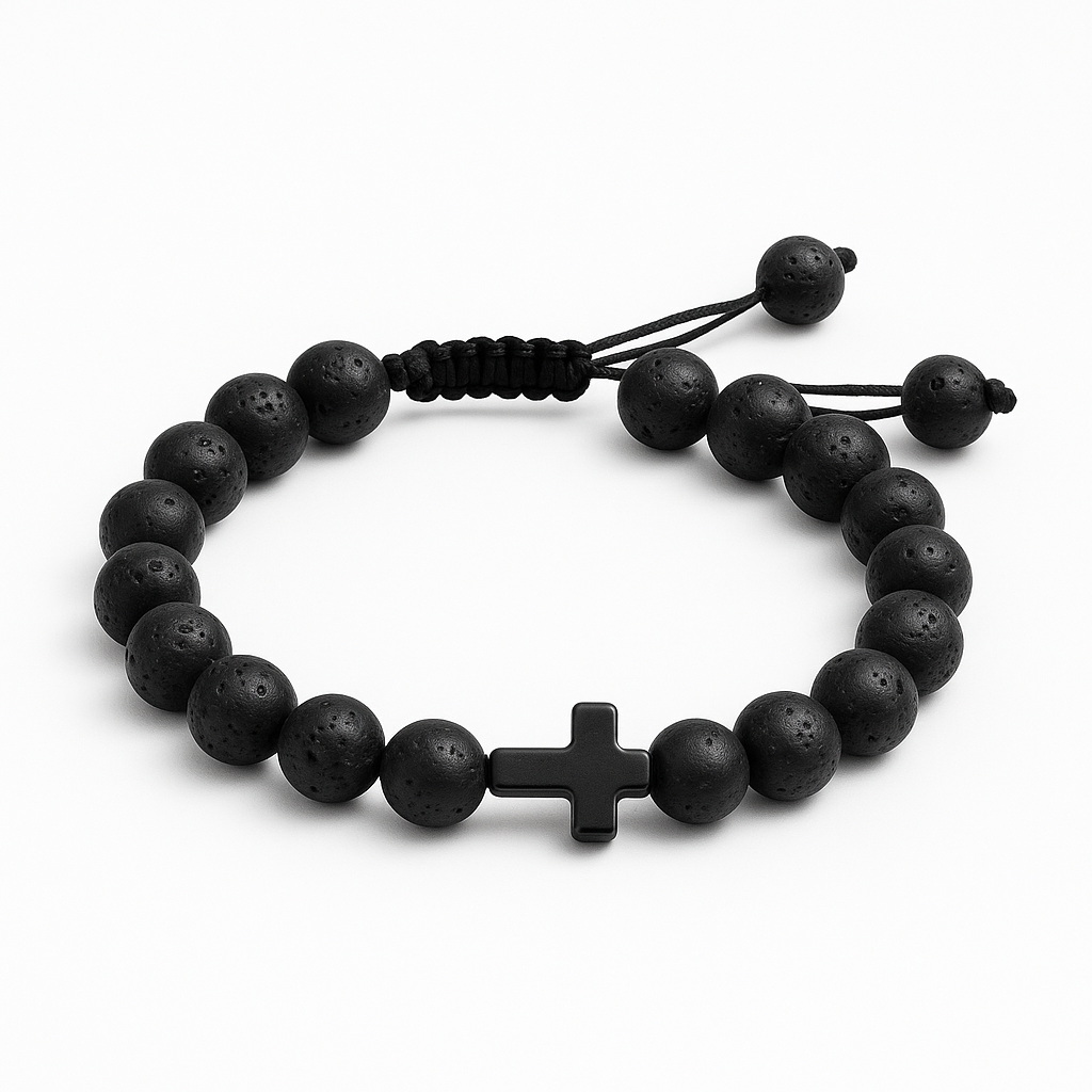 Unisex Lava Bead Pull Tie Bracelet