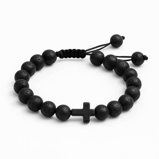 Unisex Lava Bead Pull Tie Bracelet