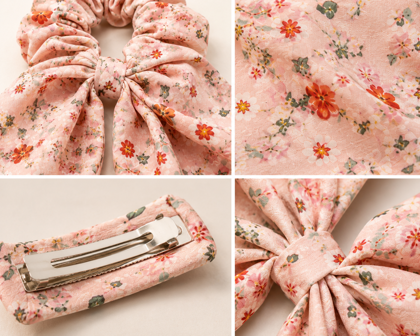 Wildflower Bow Scrunchie & Barrette Set