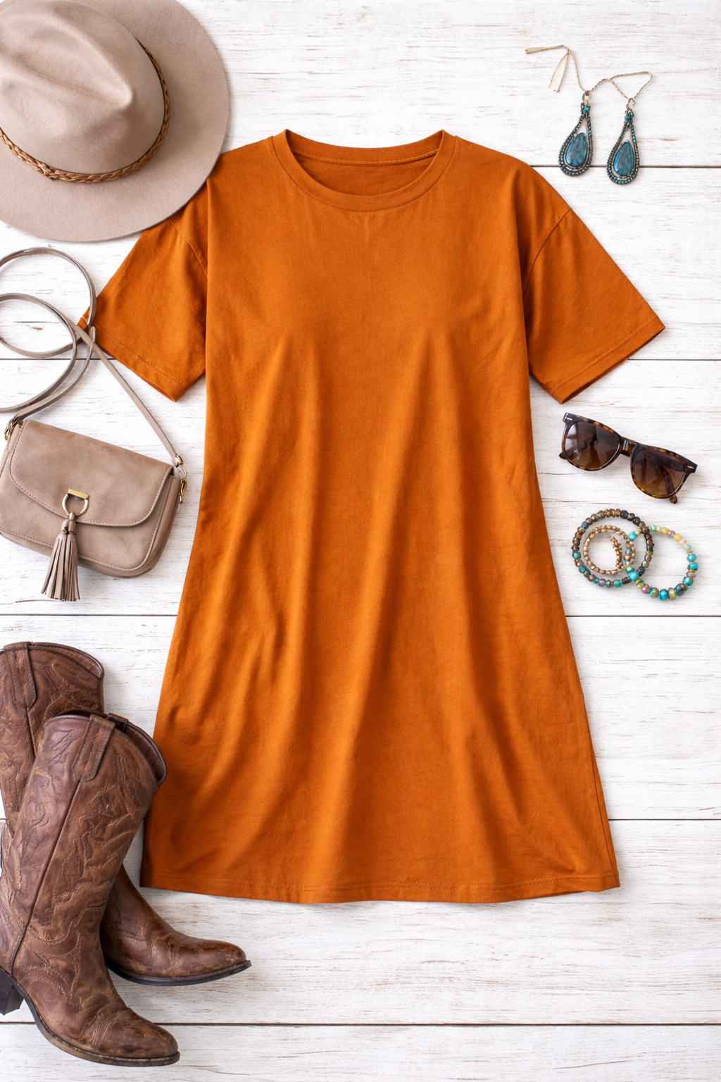 Sundown Rust Tee Dress