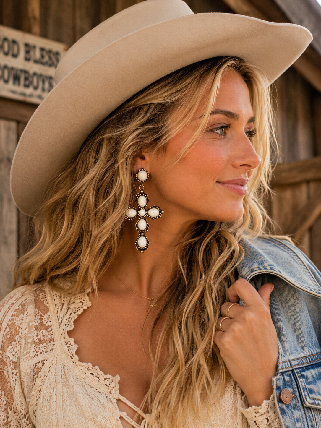 Grace Upon Grace Cross Earrings