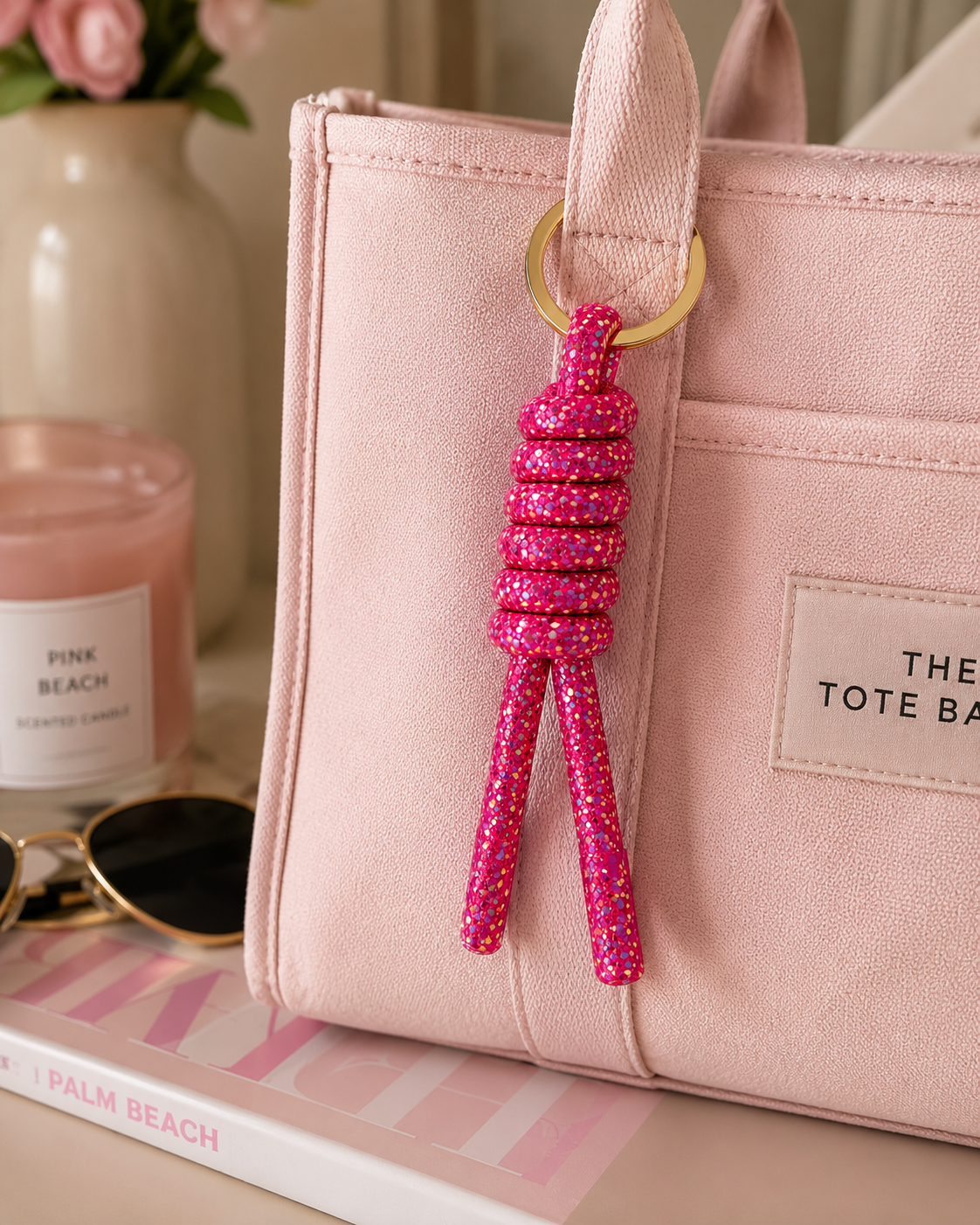 Mermaid Motel Glitter Rope Keychain – Colorful Coastal Glam Wristlet Keychain for Keys, Bags & Accessories