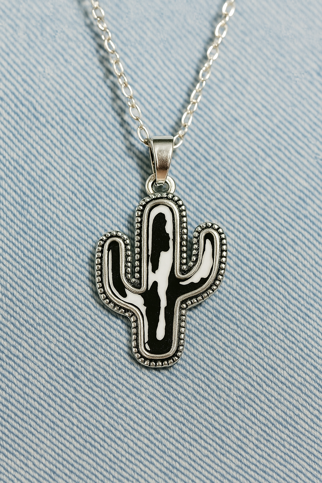Cow Spotted Cactus Western Fashion Necklace