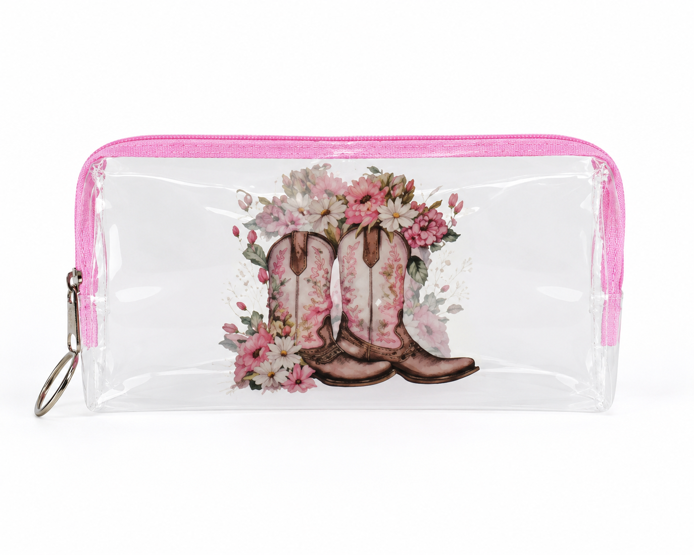 Clear Western Boot Zipper Pouch
