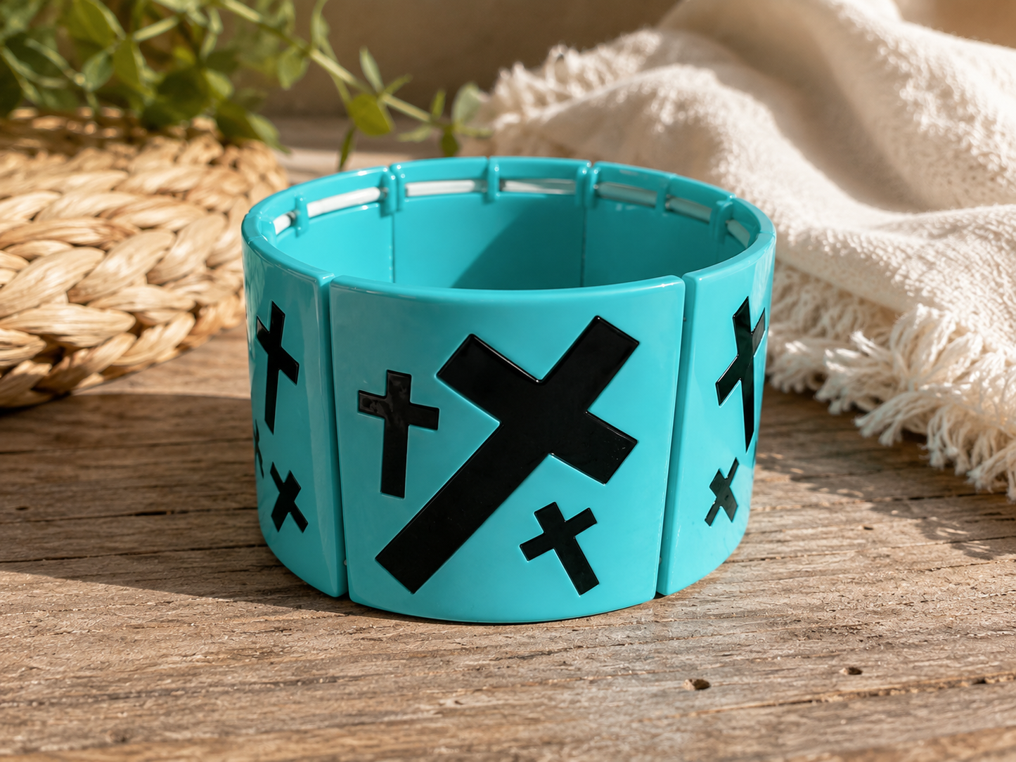 Faith Over Fear Stretch Cuff Bracelet