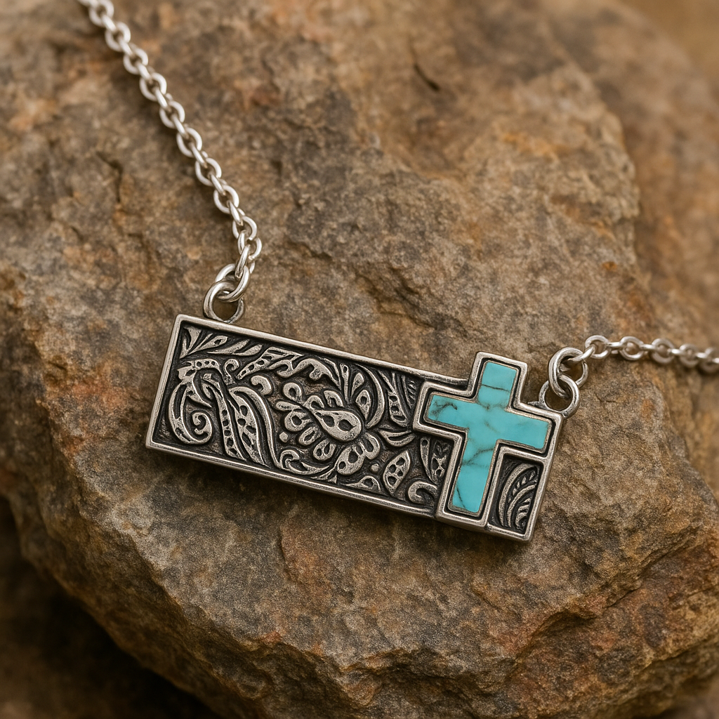 Cross Western Bar Necklace
