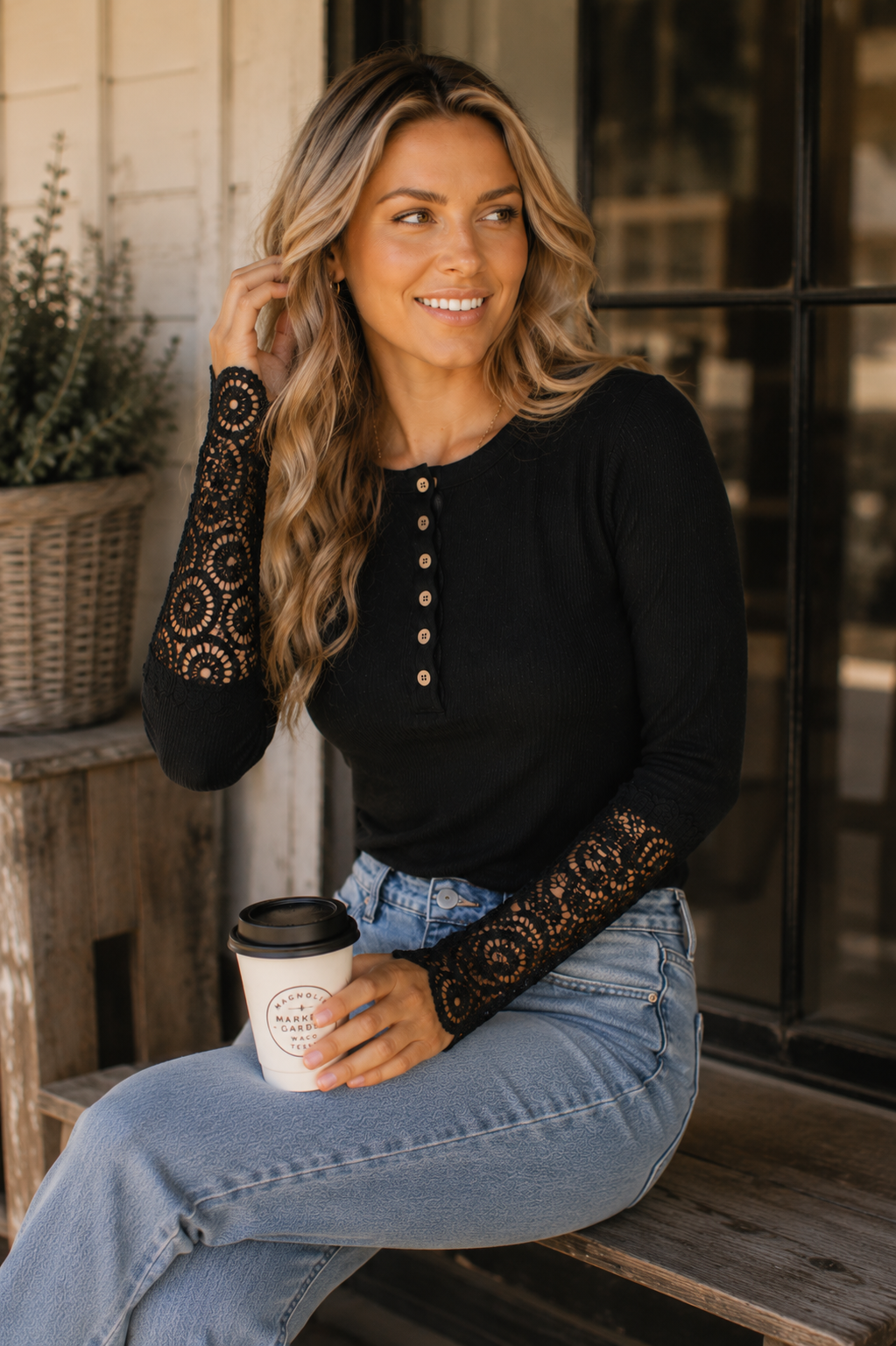 Harbor Lace Henley Top